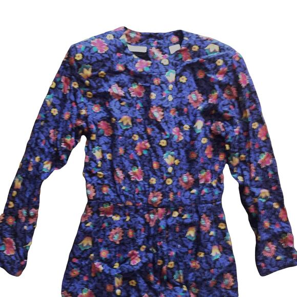 1990s VTG Liz Claiborne Purple Paisley Floral Print Knee Length Suit Dress 4 P - Picture 2 of 4